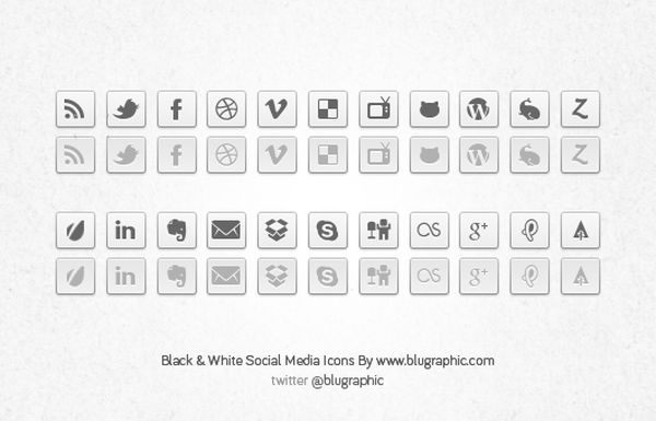 black-white-social-network-buttons-psd
