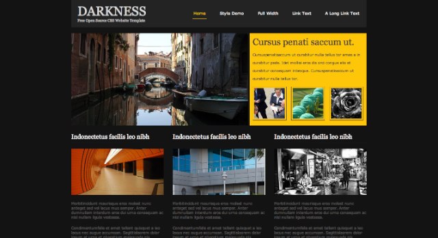 Darkness Open Source CSS Template